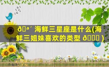 🪴 海鲜三星座是什么(海鲜三姐妹喜欢的类型 💐 )